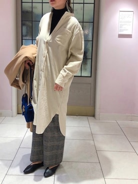 「MACPHEE（マカフィー）のアイテム（シャツワンピース）」を使った、GUCCIさん（レディース・167cm）の冬コーディネート