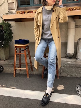 「タートルネック」｜「アイテム（ママ＆ベビー）」を使った、GUCCIさん（レディース・167cm）の春コーディネート