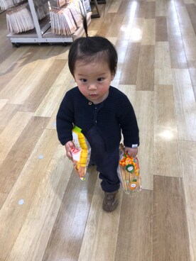 「BeBe（ベベ）のアイテム（サロペット/オーバーオール）」を使った、taaさん（キッズ・100cm）の春コーディネート