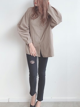 「アイテム（シャツワンピース）」を使った、Anneさん（レディース・165cm）の夏コーディネート