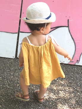 「Familiar （ファミリア）のアイテム（帽子）」を使った、yumemama＊さん（レディース・70cm）の夏コーディネート