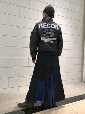 「秋冬」｜「アイテム（ライダースジャケット）」を使った、KAEさん（レディース・153cm）の夏コーディネート