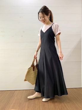 「美シルエット」｜「アイテム（ワンピース/ドレス）」を使った、ishizakaさん（レディース・155cm）の春コーディネート