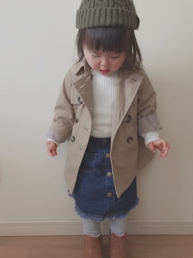 「kids」｜「アイテム（トレンチコート）」を使った、yuzukiさん（キッズ・90cm）の秋コーディネート