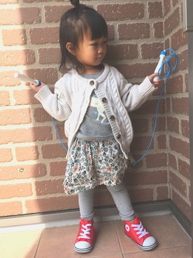「アイテム（スカート）」を使った、ayumiさん（キッズ・80cm）の春コーディネート