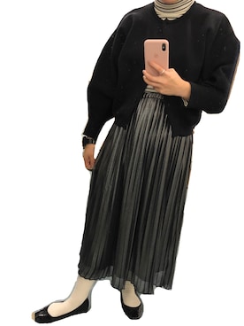 「So 1:1（ソウワンバイワン）のシフォンラメプリーツ ミモレ丈スカート（スカート）」を使った、ａさん（レディース・157cm）の冬コーディネート