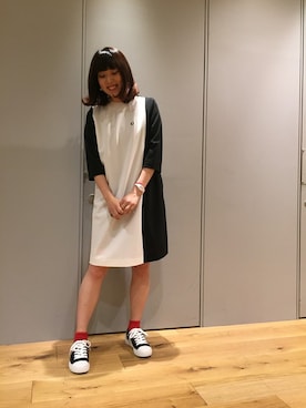 「フレッドペリー」｜「アイテム（ワンピース/ドレス）」を使った、N.NAKAMURAさん（レディース・160cm）の夏コーディネート