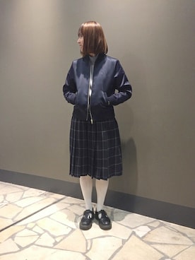 「FRED PERRY（フレッドペリー）のアイテム（ブルゾン）」を使った、N.NAKAMURAさん（レディース・160cm）の冬コーディネート