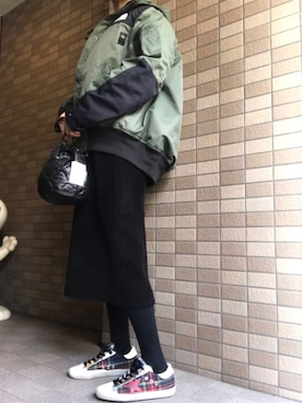 「Drawer（ドゥロワー）のアイテム（スカート）」を使った、おにこ🍙さん（レディース・160cm）の冬コーディネート