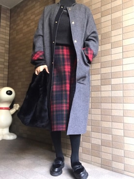 「Drawer（ドゥロワー）のアイテム（スカート）」を使った、おにこ🍙さん（レディース・160cm）の冬コーディネート