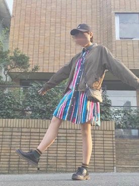 「Design Tshirts Store graniph（デザイン　ティーシャツ　ストア　グラニフ）のアイテム（シャツワンピース）」を使った、Ruimaaaruさん（レディース・152cm）の春コーディネート