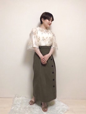 「刺繍」｜KINAKOさん（レディース・148cm）の春コーディネート