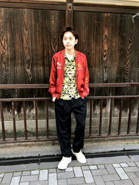 「春物」｜「アイテム（ブルゾン）」を使った、zakiさん（メンズ・172cm）の春コーディネート