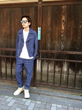 「春物」｜「アイテム（ブルゾン）」を使った、zakiさん（メンズ・172cm）の春コーディネート