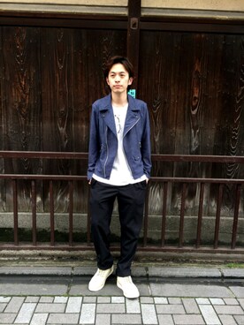 「春物」｜「アイテム（ブルゾン）」を使った、zakiさん（メンズ・172cm）の春コーディネート