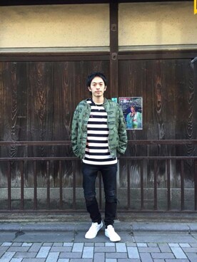 「ビッグサイズコーデ」｜「アイテム（MA-1）」を使った、zakiさん（メンズ・172cm）の秋コーディネート