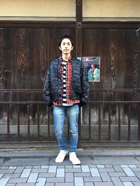 「ビッグサイズコーデ」｜「アイテム（MA-1）」を使った、zakiさん（メンズ・172cm）の秋コーディネート