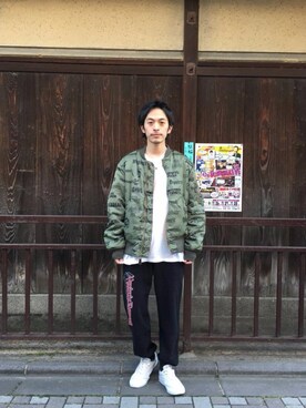 「ビッグサイズコーデ」｜「アイテム（MA-1）」を使った、zakiさん（メンズ・172cm）の秋コーディネート