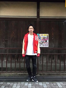 「ビッグサイズコーデ」｜「アイテム（スタジャン）」を使った、zakiさん（メンズ・172cm）の秋コーディネート