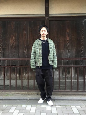 「HYSTERIC GLAMOUR（ヒステリックグラマー）のアイテム（MA-1）」を使った、zakiさん（メンズ・172cm）の冬コーディネート