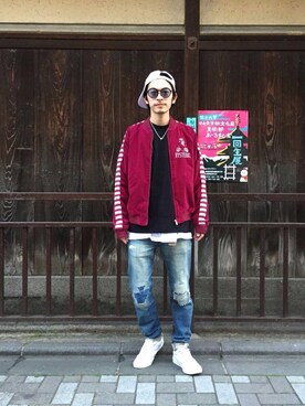「ビッグサイズコーデ」｜「アイテム（ブルゾン）」を使った、zakiさん（メンズ・172cm）の冬コーディネート