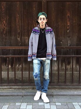 「ビッグサイズコーデ」｜「アイテム（ブルゾン）」を使った、zakiさん（メンズ・172cm）の冬コーディネート