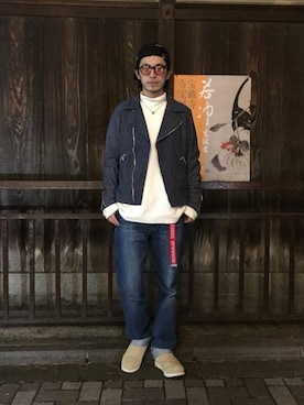 「ビッグサイズコーデ」｜「アイテム（ブルゾン）」を使った、zakiさん（メンズ・172cm）の冬コーディネート