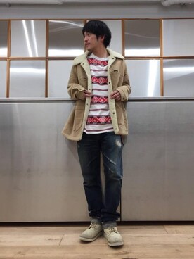 「HYSTERIC GLAMOUR（ヒステリックグラマー）のGIRLS BORDER総柄ジャカード リブ付Tシャツ（Tシャツ/カットソー）」を使った、zakiさん（メンズ・172cm）の秋コーディネート