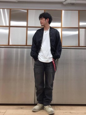 「HYSTERIC GLAMOUR（ヒステリックグラマー）のアイテム（スカジャン）」を使った、zakiさん（メンズ・172cm）の春コーディネート
