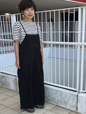 「relume」｜「アイテム（サロペット/オーバーオール）」を使った、JOURNAL STANDARD relume 川崎店スタッフさん（レディース・158cm）の夏コーディネート