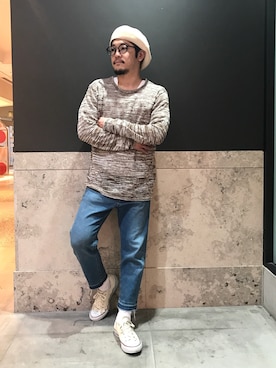 「CA4LA（カシラ）のアイテム（ハンチング/ベレー帽）」を使った、J.yaanooさん（メンズ・164cm）の春コーディネート