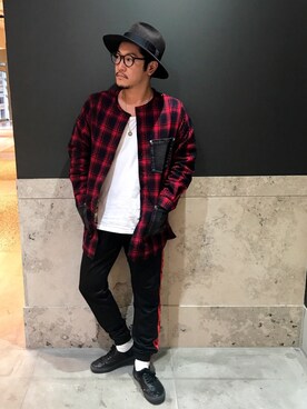 「DIESEL（ディーゼル）のアイテム（ノーカラージャケット）」を使った、J.yaanooさん（メンズ・165cm）の秋コーディネート