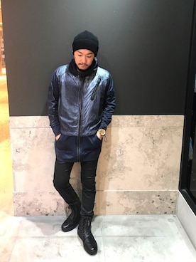 「DIESEL（ディーゼル）のアイテム（ジャケット/アウター、ブルー系）」を使った、J.yaanooさん（メンズ・165cm）の秋コーディネート