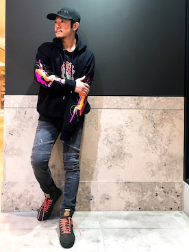 「DIESEL（ディーゼル）の00SZTT084NQ（デニムパンツ）」を使った、J.yaanooさん（メンズ・165cm）の冬コーディネート