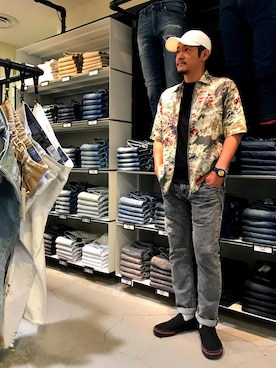 「DIESEL（ディーゼル）の00SCPK0AASB（シャツ/ブラウス、ホワイト系）」を使った、J.yaanooさん（メンズ・165cm）の春コーディネート