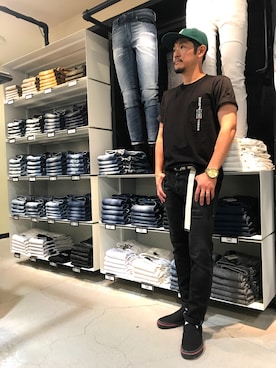 「DIESEL（ディーゼル）のMEN’S　Tシャツ（Tシャツ/カットソー、ブラック系）」を使った、J.yaanooさん（メンズ・165cm）の春コーディネート