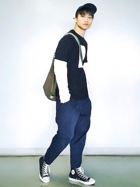「ROOTOTE（ルートート）のアイテム」を使った、ヨシカズさん（メンズ・186cm）の秋コーディネート