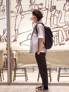 「SCANNER（スキャナー）のアイテム（トップス）」を使った、ヨシカズさん（メンズ・186cm）の夏コーディネート