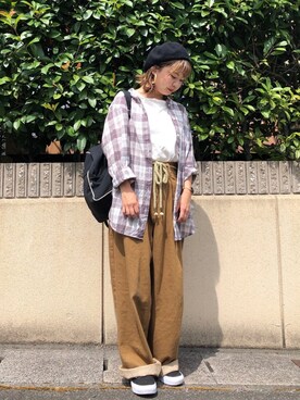 「ニコアンド」｜「アイテム（ハンチング/ベレー帽）」を使った、EDAさん（レディース・155cm）の秋コーディネート
