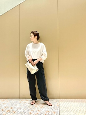「Whim Gazette（ウィムガゼット）のアイテム（スウェット）」を使った、wgyamaguchiさん（レディース・163cm）の春コーディネート