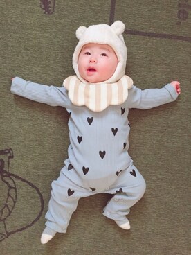 「男の子ベビー」｜「アイテム（ニットキャップ/ビーニー）」を使った、kairiさん（キッズ・60cm）の冬コーディネート