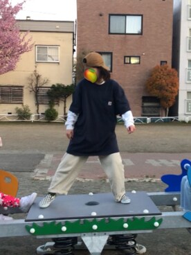 「メンズライク女子」｜「アイテム（スリッポン）」を使った、なさん（レディース・155cm）の春コーディネート