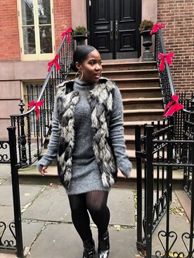 「アイテム（ダウンベスト、その他）」を使った、samさん（レディース・168cm）の冬コーディネート