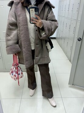 「通勤穿搭」｜「アイテム（その他アウター）」を使った、Yikoさん（レディース・153cm）の冬コーディネート