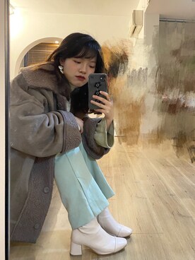 「153cm」｜「アイテム（その他アウター）」を使った、Yikoさん（レディース・153cm）の冬コーディネート