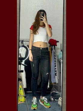 「R13（アールサーティーン）のアイテム（パンツ）」を使った、An-安猪さん（レディース・165cm）の冬コーディネート