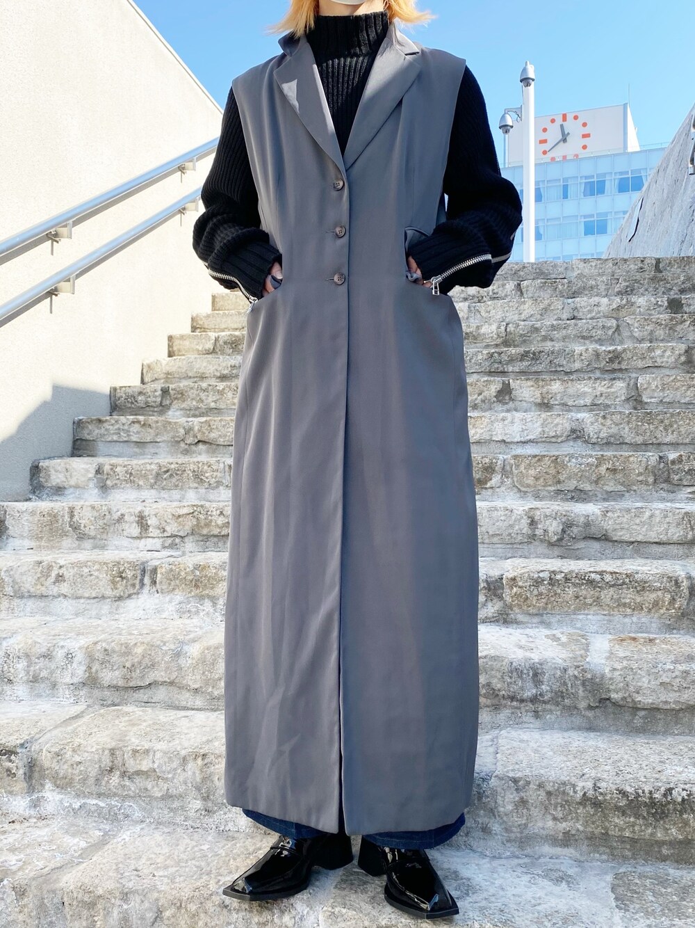 「今日のコーデ、おしゃれさんと繋がりたい、ゆるコーデ、ロングコート、outfit、used、ローファー、denim、JOHN LAWRENCE SULLIVAN」｜「Instagram→たた君のアイテム（その他、その他）」を使った、たた君さん（メンズ・175cm）の冬コーディネートの1枚目の写真