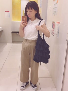 「アイテム（スマホケース/カバー、ホワイト系）」を使った、あゆさん（レディース・152cm）の夏コーディネート