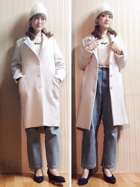 「URBAN RESEARCH ROSSO WOMEN（アーバンリサーチ　ロッソ）のアイテム（チェスターコート）」を使った、208さん（レディース・163cm）の冬コーディネート