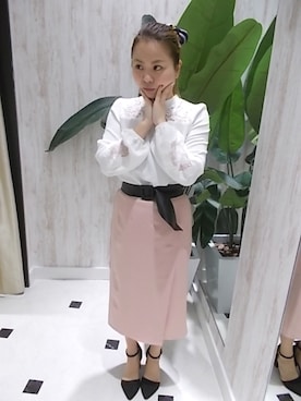 「SpRay PREMIUM（スプレイプレミアム）のアイテム（スカート）」を使った、YUさん（レディース・156cm）の冬コーディネート